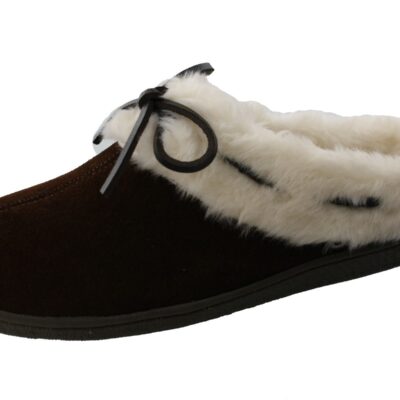 Clarks Womens Winter Cozy Fur Easy On Lightweight Suede Slippers